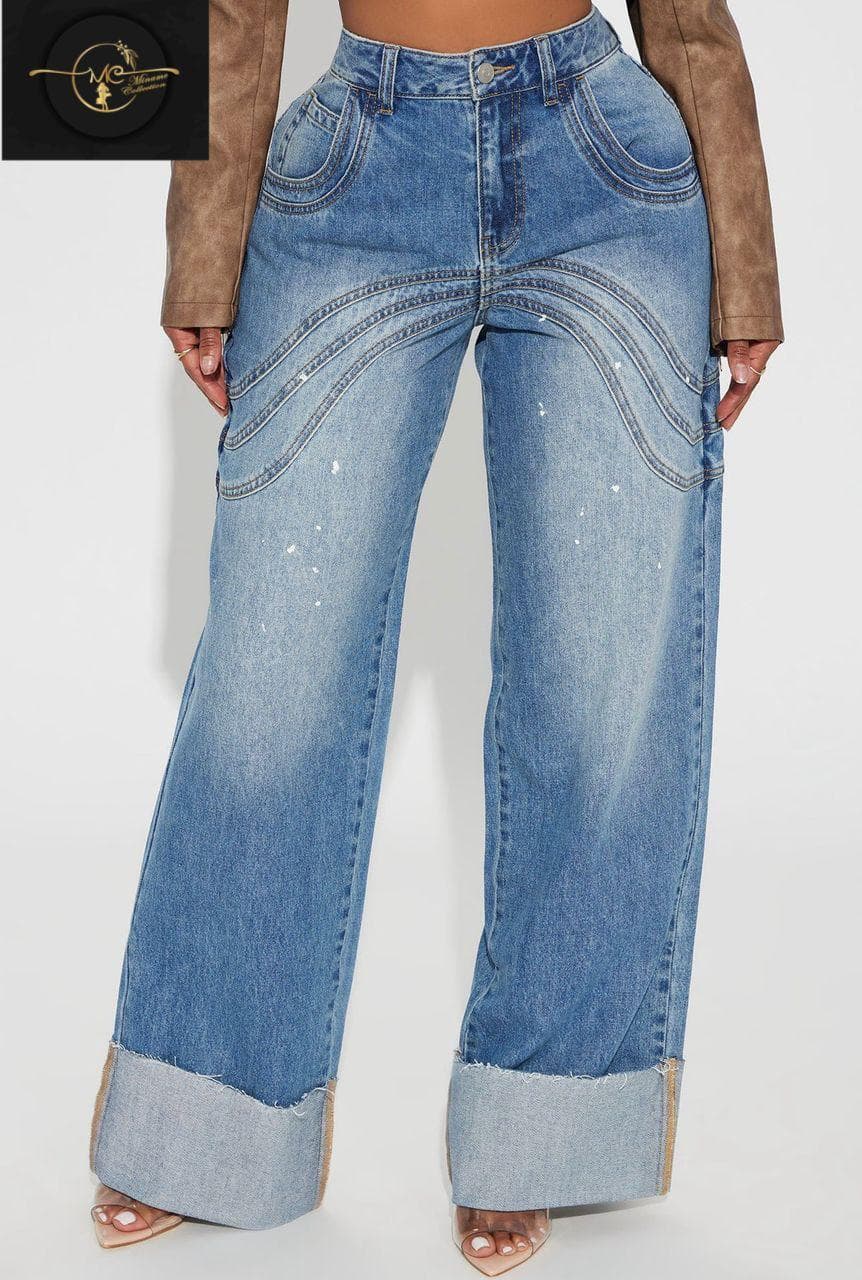 Jean femme wide-leg taille haute