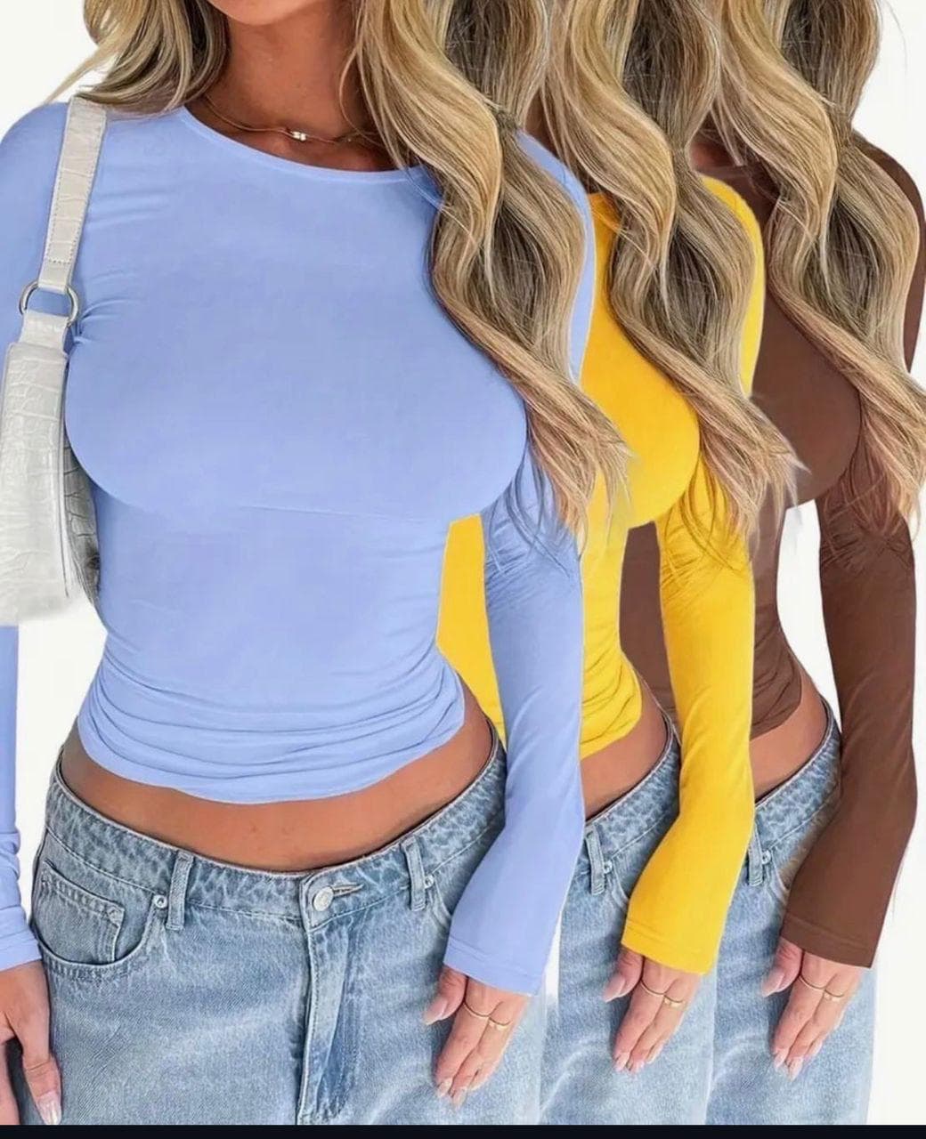 Top femme manches longues en 3 coloris